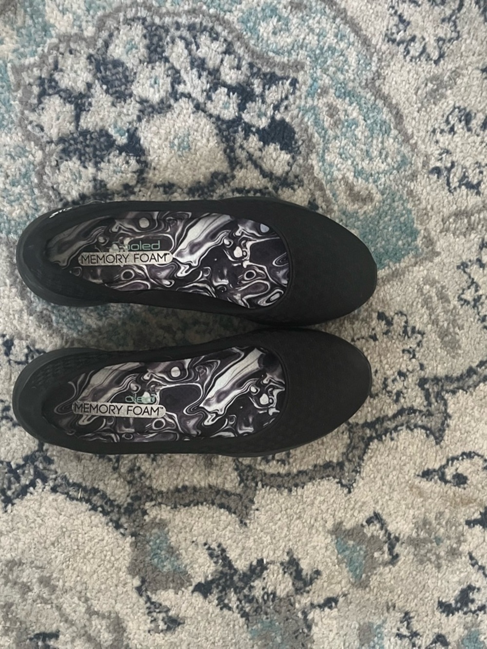 Women's Skechers Black Memory Foam Slip-On Flats